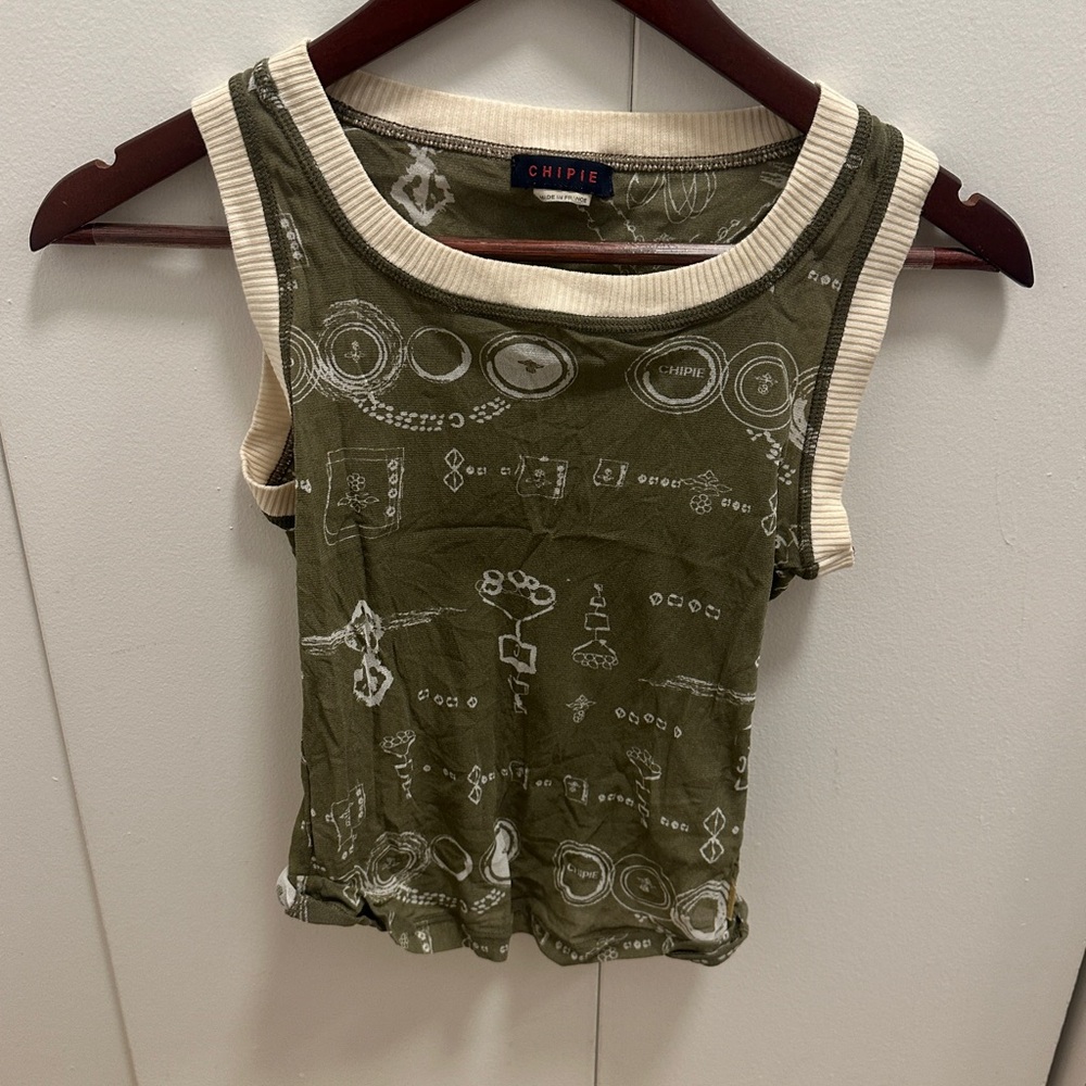 Chipie Olive Green Patterned Women's Top